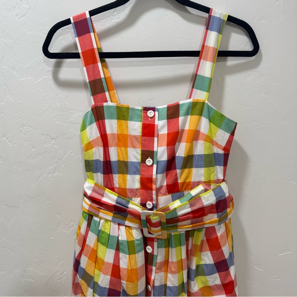 NWT Christopher John Rogers X Target Gingham Plaid Dress Colorful Belt Women's 0 - Picture 6 of 16